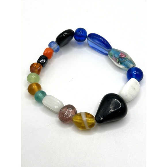 Art Glass Beads Multicolored Stretch Womens Bracelets Lot of 3 Fashion - Picture 6 of 13